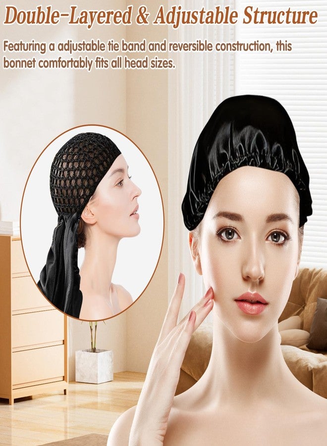 CYUXING 2 In1 Wrap Cap Bonnet Reversible Adjustable Tie Band | All-in-One Hair Net for Women | for Sleeping, Showering & Sports | Adjustable Design with Premium Fabric for Hair Protection - Image 4